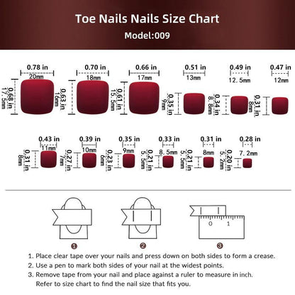 Nail Art & Nail Care Fake Toe Nails with Nail Care Tools, 1 Box Cosmetic Short Square False Toenails for Women Girls DIY Manicure Nail Art, Elegant Press on Nails, DIY Toenails Kit