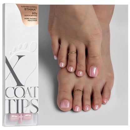 btartboxnails XCOATTIPS Toe Nail Tips -Product only 160pcs Pink Short Glazed Fake Toe Nails Fit for Short & Extra Short Toenails Bed, Chrome Press On Toenails for Women