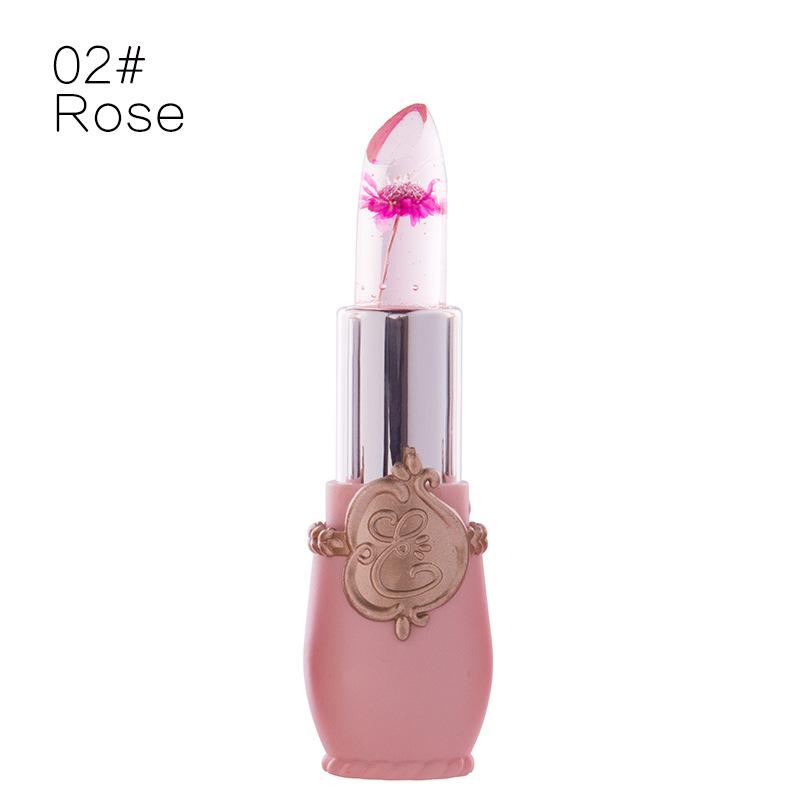 Ladies Flower Jelly Lipstick Temperature Change Moisturizer Lip Gloss Compact Makeup Color Hydrating