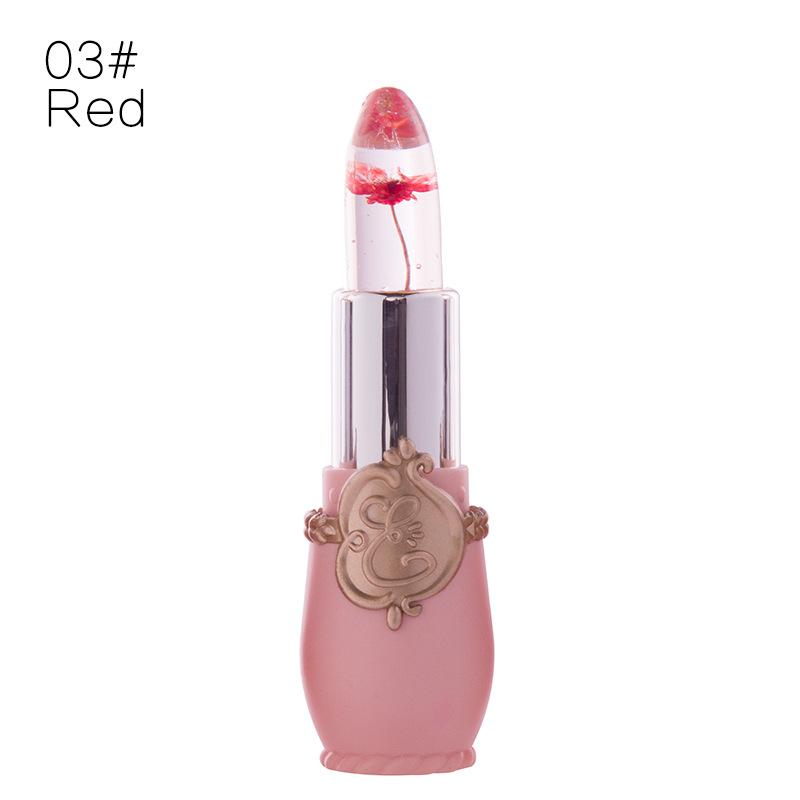 Ladies Flower Jelly Lipstick Temperature Change Moisturizer Lip Gloss Compact Makeup Color Hydrating