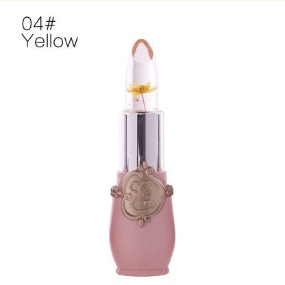 Ladies Flower Jelly Lipstick Temperature Change Moisturizer Lip Gloss Compact Makeup Color Hydrating