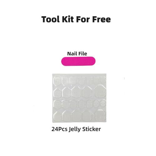 Medium Nails,M1-M62, 24Pcs Press On Nails,Waterproof Reusable Nails with Free Nail Tool Kits lightbluenails