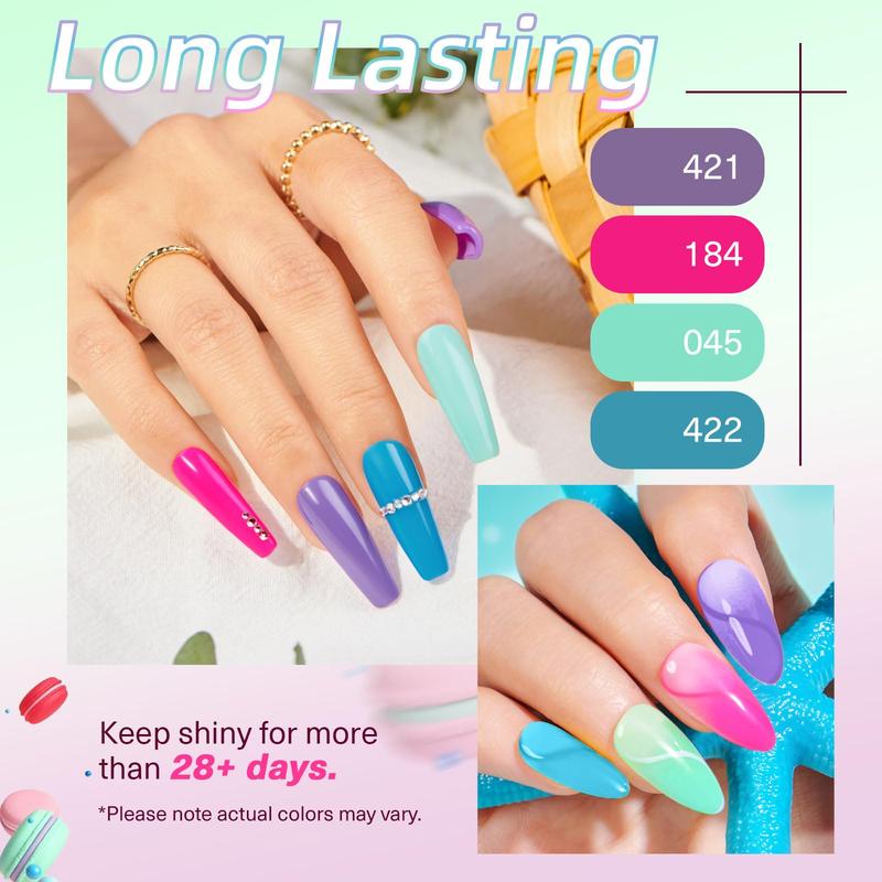 AZUREBEAUTY Dip Powder Nail  Starter, Spring Summer Bright Pastel Green Hot Pink Purple 4 Colors Dipping Powder Liquid Set with Base/Top Coat Activator for French Nail Art Manicure DIY Brush Nail Care