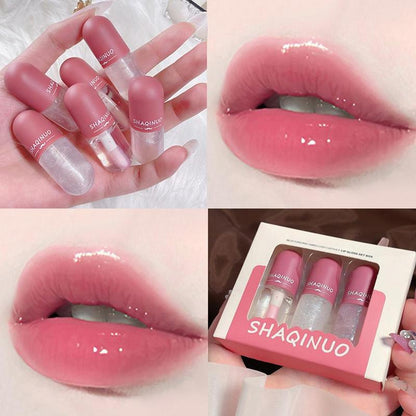 Water Gloss Liquid Lipstick, 3 Counts/set Moisturizing Clear Shimmer Lip Gloss, Lip Makeup Product, Elegant Hydrating Lip Cosmetic for Gift