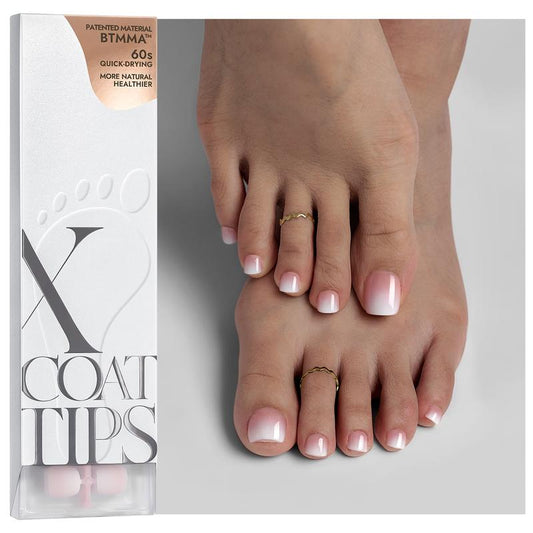 btartboxnails XCOATTIPS Toe Nail Tips - Product only 160Pcs Ombre Short Pink White Press On Toenails for Women, 16 Sizes Soak Off Acrylic Fake Toe Nail Extensions