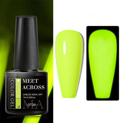 DIY Luminous Colored Gel Nail Polish Soak Off UV LED Nail Gel, 1 Count 7ml Fluorescent Glow-in-dark Nail Gel, Neon Color Soak Off UV Gel Varnish for DIY Manicure