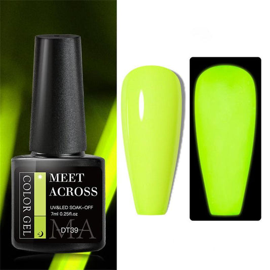 DIY Luminous Colored Gel Nail Polish Soak Off UV LED Nail Gel, 1 Count 7ml Fluorescent Glow-in-dark Nail Gel, Neon Color Soak Off UV Gel Varnish for DIY Manicure