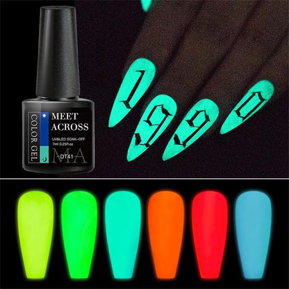 DIY Luminous Colored Gel Nail Polish Soak Off UV LED Nail Gel, 1 Count 7ml Fluorescent Glow-in-dark Nail Gel, Neon Color Soak Off UV Gel Varnish for DIY Manicure