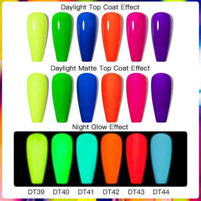 DIY Luminous Colored Gel Nail Polish Soak Off UV LED Nail Gel, 1 Count 7ml Fluorescent Glow-in-dark Nail Gel, Neon Color Soak Off UV Gel Varnish for DIY Manicure