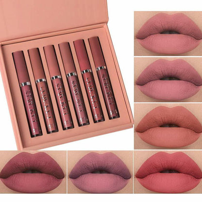 Matte Lipstick Set, 6 Colors Long Lasting Velvet Lips Tint Liquid Lipsticks Waterproof Non-Stick Cup Lipgloss Gift Set Makeup Cosmetic