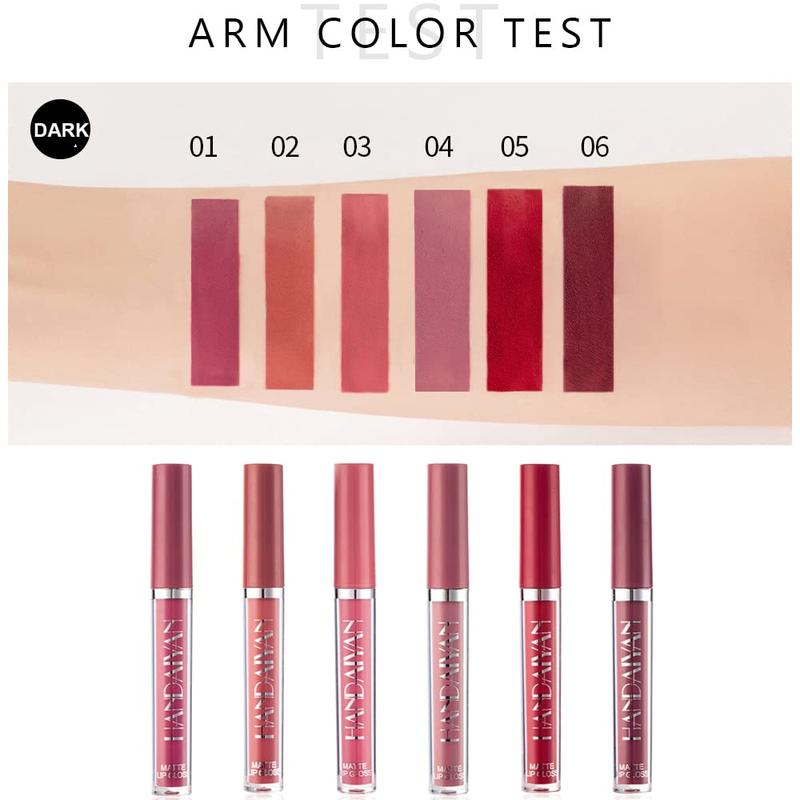 Matte Lipstick Set, 6 Colors Long Lasting Velvet Lips Tint Liquid Lipsticks Waterproof Non-Stick Cup Lipgloss Gift Set Makeup Cosmetic