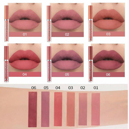 Matte Lipstick Set, 6 Colors Long Lasting Velvet Lips Tint Liquid Lipsticks Waterproof Non-Stick Cup Lipgloss Gift Set Makeup Cosmetic