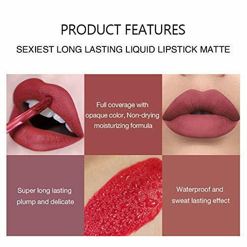 Matte Lipstick Set, 6 Colors Long Lasting Velvet Lips Tint Liquid Lipsticks Waterproof Non-Stick Cup Lipgloss Gift Set Makeup Cosmetic