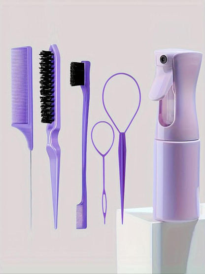 Hair Styling Comb Set, Haircare Tool Set, Including Hair Comb, Spray Bottle, Eyebrow Brush, Rat Tail Comb, Professional Durable, Suitable Hair Salon Tools