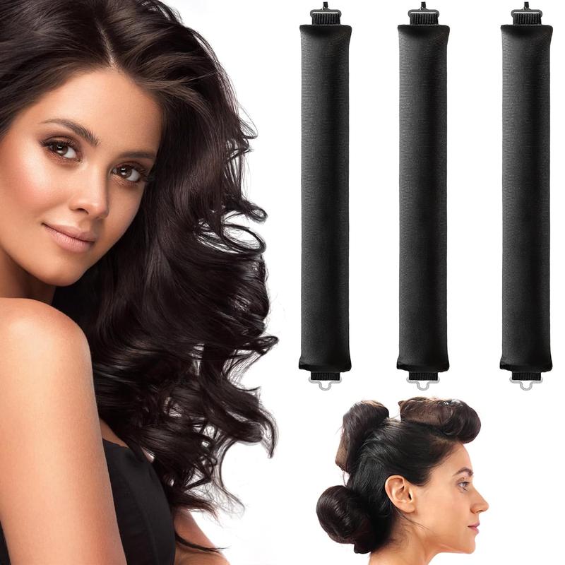 Heat-free Curling Rods, 3 Counts/set Velvet Hair Curler Rods, Non-slip Sleep Curling Curly, Soft DIY Wave Hair Rollers Styling Tool for Long Hair Curls