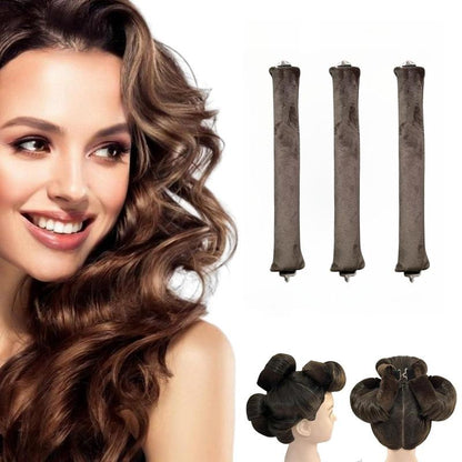 Heat-free Curling Rods, 3 Counts/set Velvet Hair Curler Rods, Non-slip Sleep Curling Curly, Soft DIY Wave Hair Rollers Styling Tool for Long Hair Curls