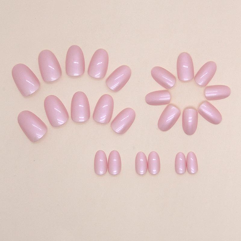 Solid Pink Polar Light Design Fake Nails with 1 Sheet Tape & 1 Nail File, 24pcs/box False Nails for Women & Girls, Removable Nail Art Artificial Full Cover, Women Girls DIY Manicure