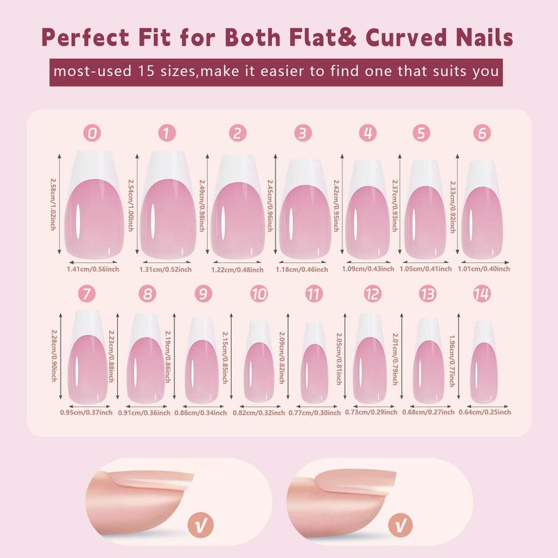 French Style Soft Gel Nail Tips, 150pcs Full Cover Press On Nails Kit, Nail Art Kit, Portable Finger Manicure Kit For Beginners, Artificial Full Covers For Women & Girls, Summer Gift