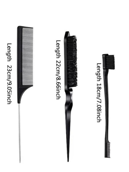 Simple Basic Wig Styling Comb and Tail Comb, Including Teasing Hair Brush with Double Sided Edge & Hair Wax Stick Set, Professional Hair Styling Tools for Women, Hair Salon Accessory