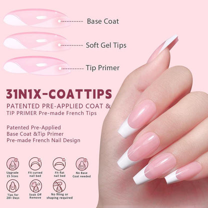 French Style Soft Gel Nail Tips, 150pcs Full Cover Press On Nails Kit, Nail Art Kit, Portable Finger Manicure Kit For Beginners, Artificial Full Covers For Women & Girls, Summer Gift