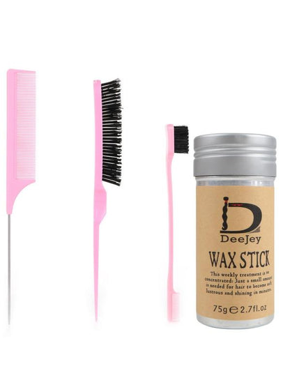 Simple Basic Wig Styling Comb and Tail Comb, Including Teasing Hair Brush with Double Sided Edge & Hair Wax Stick Set, Professional Hair Styling Tools for Women, Hair Salon Accessory