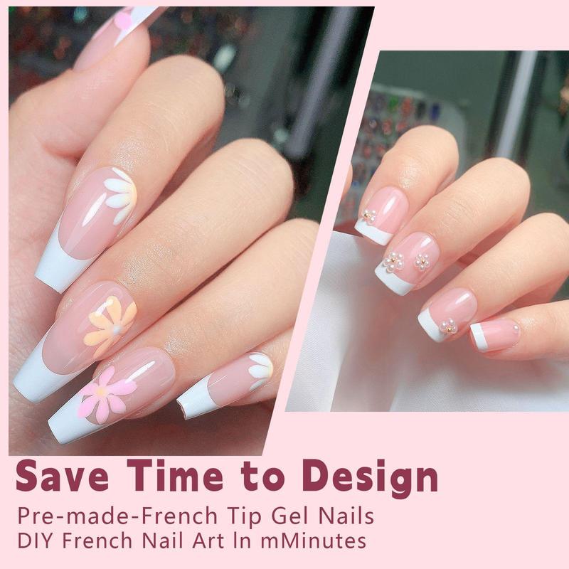 French Style Soft Gel Nail Tips, 150pcs Full Cover Press On Nails Kit, Nail Art Kit, Portable Finger Manicure Kit For Beginners, Artificial Full Covers For Women & Girls, Summer Gift