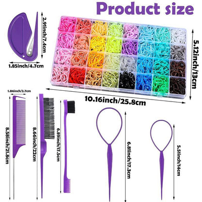 32 Color Hair Ties & Hair Styling Tools Set, 2006pcs/set Hair Elastic Band & Hair Styling Tool, Hair Accessories for Haircare