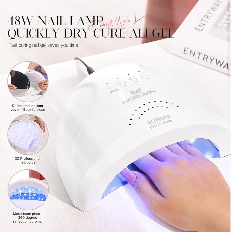 Morovan 8 Colors Poly Gel Nail Kit: Starter Kit with U V Lamp 48W Complete for Beginners with Everything Professional