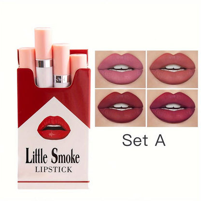 [Holiday gift]4 Colors Matte Lipstick Set Women Makeup Velvet Mist Moisturizing Lipstick Lip Gloss Pigmented Lip Makeup Gift Sets For Women Girls All-in-one Set