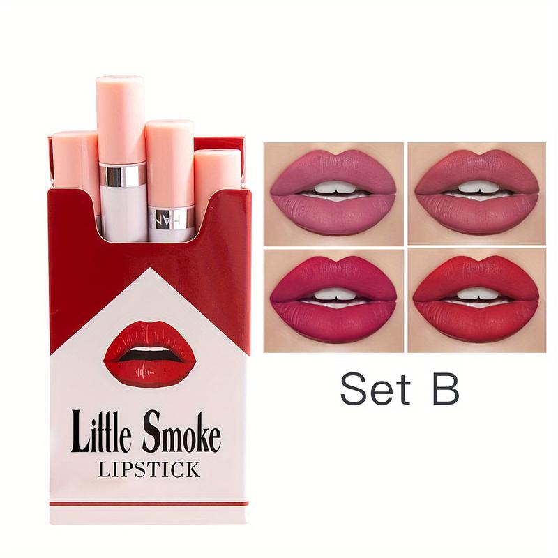 [Holiday gift]4 Colors Matte Lipstick Set Women Makeup Velvet Mist Moisturizing Lipstick Lip Gloss Pigmented Lip Makeup Gift Sets For Women Girls All-in-one Set