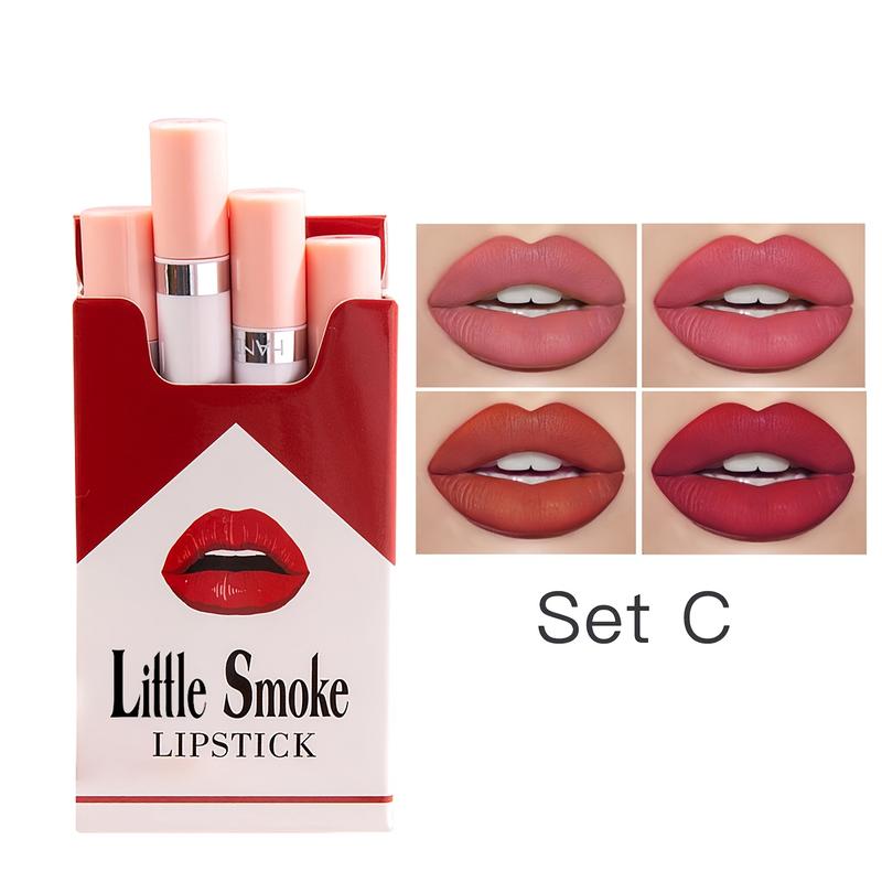 [Holiday gift]4 Colors Matte Lipstick Set Women Makeup Velvet Mist Moisturizing Lipstick Lip Gloss Pigmented Lip Makeup Gift Sets For Women Girls All-in-one Set