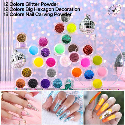 Morovan Acrylic Nail Kit with Drill - Nails Kit Acrylic Set for Beginners With Everything Glitter Acrylic Powder Set for Nails Supplies Acrylic Brushes Nail Tips Art Decoration Tools DIY Salon at Home