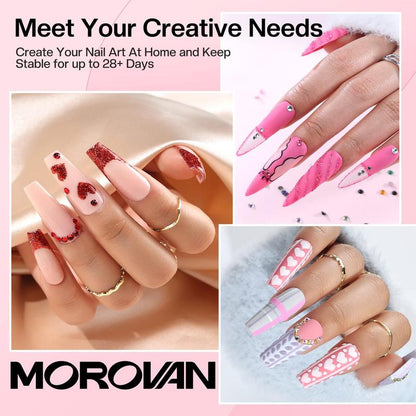 Morovan Acrylic Nail Kit with Drill - Nails Kit Acrylic Set for Beginners With Everything Glitter Acrylic Powder Set for Nails Supplies Acrylic Brushes Nail Tips Art Decoration Tools DIY Salon at Home