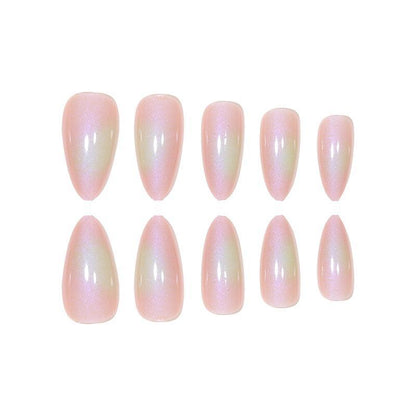 24pcs/set Glitter Long Almond Fake Nails, Removable Glossy Nail Art Artificial Full Cover, Women Girls DIY Manicure, Elegant Press On Fake Nail Kit, Manicure Accessories