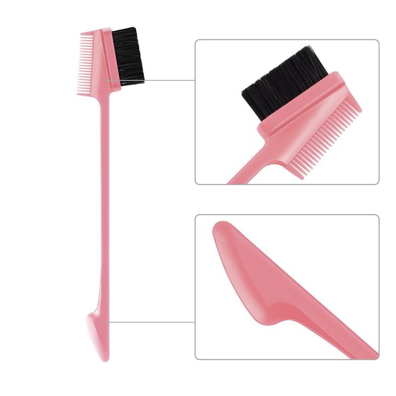 BGMgirl Hair Three-Headed Edge Control Double Side Brush & Comb Hair Edge Control Convenient Hairdressing Styling Brush