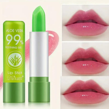 Aloe Vera Temperature Color Changing Lip Balm, 2 Counts Long Lasting Moisturizing Lip Gloss, Nourishing Lip Care Lipstick, Hydrating Glossy Lip Glaze Stick