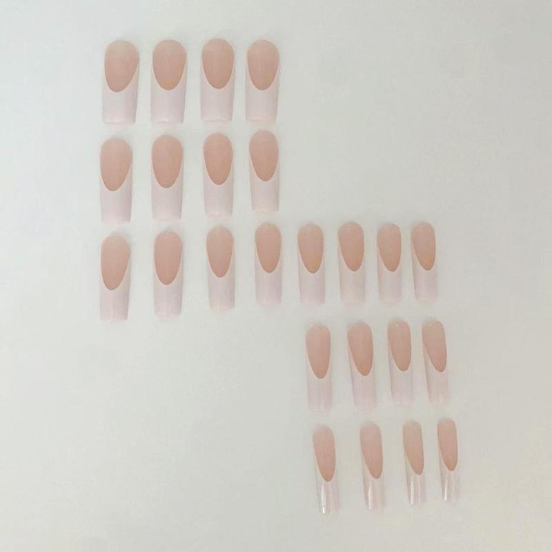 French Style Cosmetic Faux Acrylic Nail Kit with Tools, 24pcs/set Full Cover Press on Nail, Elegant False Nails for Women & Girls DIY Nail Art, Manicure & Nail Care Accessories