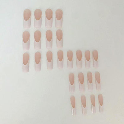 French Style Cosmetic Faux Acrylic Nail Kit with Tools, 24pcs/set Full Cover Press on Nail, Elegant False Nails for Women & Girls DIY Nail Art, Manicure & Nail Care Accessories