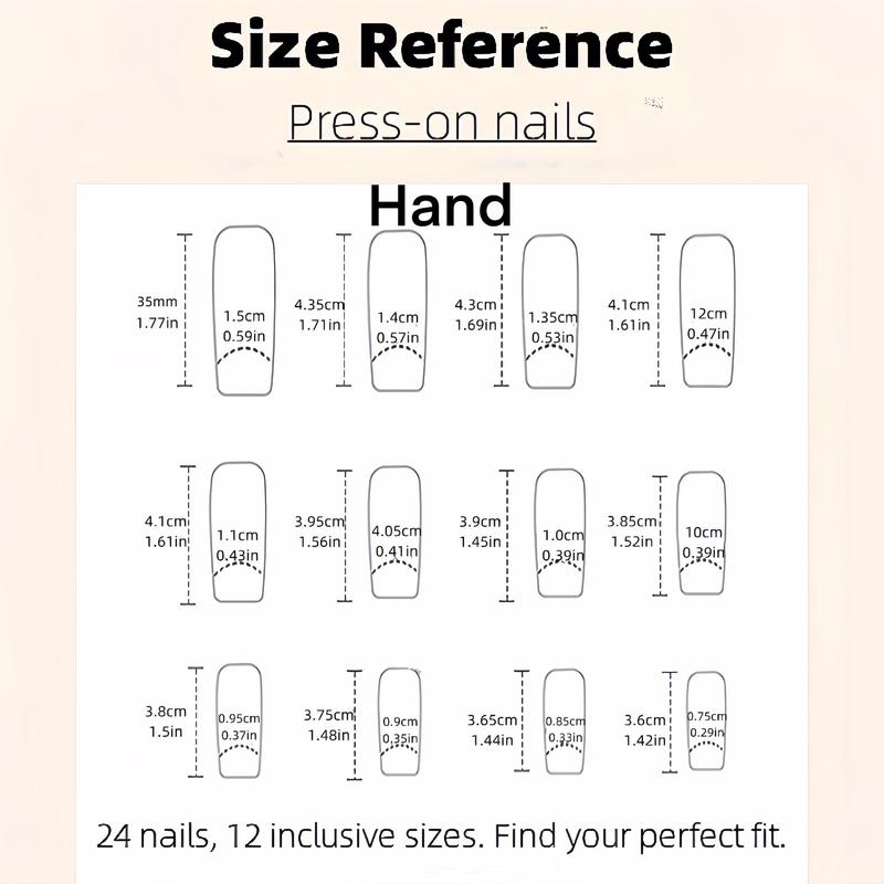 Butterfly Decor Long Square Fake Nail, 24pcs/box Glossy False Nails for Women & Girls DIY Nail Art, Effortless Press On Nails Manicure Set