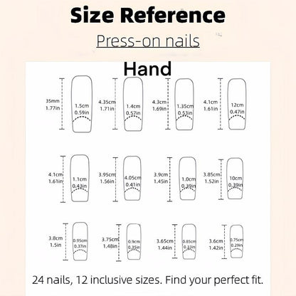 Butterfly Decor Long Square Fake Nail, 24pcs/box Glossy False Nails for Women & Girls DIY Nail Art, Effortless Press On Nails Manicure Set