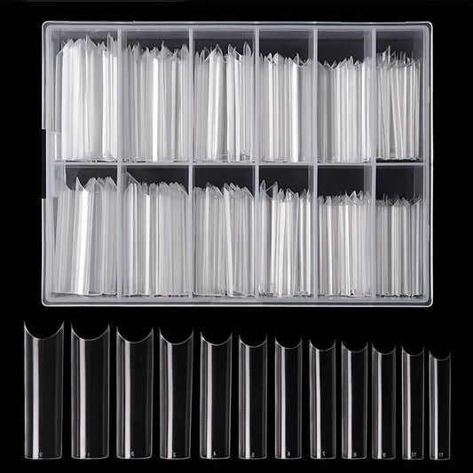 Extra Long Transparent Nail Tips, 240pcs Super Long Half Cover Deep C Curve False Nails, Press on Nails with Box for Women & Girls