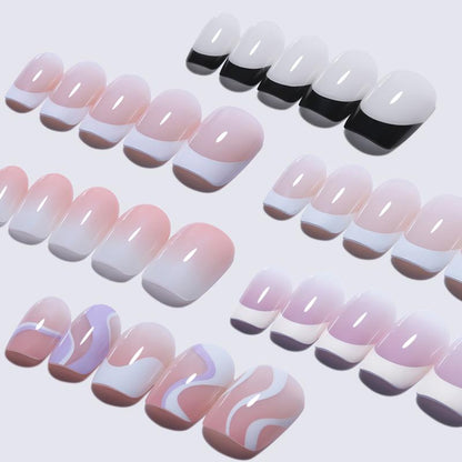 144pcs Fashioin Press On Nails For Beginners 12 Sizes in One Set Classy French Tip Short Square Summer Nails Starters Friendly DIY Nail Salon at Home Beach Vacation Style Nails for a Refreshing Look Valentine's Day Gift for Girl 2024