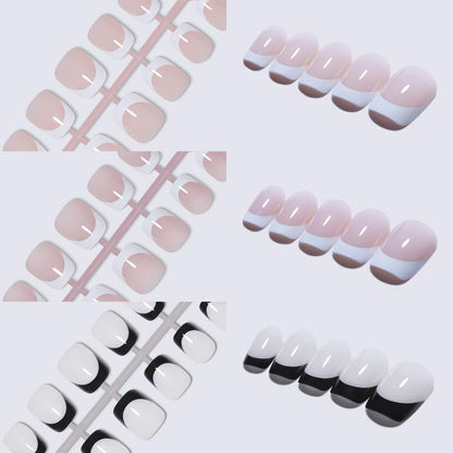 144pcs Fashioin Press On Nails For Beginners 12 Sizes in One Set Classy French Tip Short Square Summer Nails Starters Friendly DIY Nail Salon at Home Beach Vacation Style Nails for a Refreshing Look Valentine's Day Gift for Girl 2024