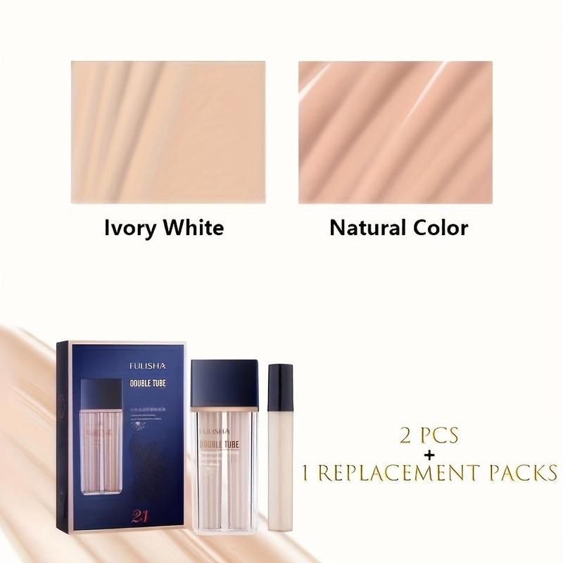 1 Set Advanced Double Tube Design Liquid Foundation, Moisturizing Lightweight Foundation, Hypoallergenic Base Makeup Products For Women Girls Gifts