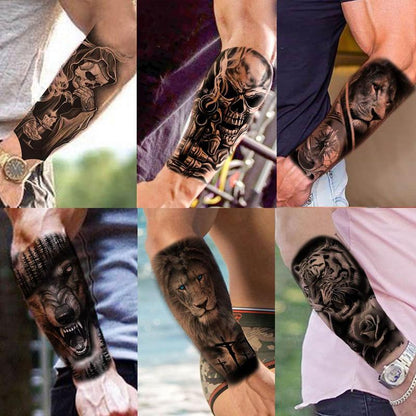 Animal Pattern Temporary Tattoo Sticker, 69pcs/set 3D Realistic Tiger Lion Pattern?Fake Tattoo Sticker, Body Art Sticker for Women & Men