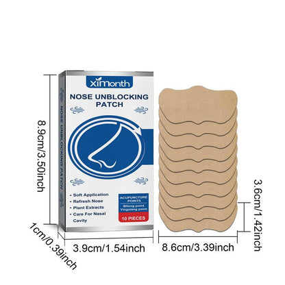 Natural Extract Nose Patch (10 Counts/Box), Nose Unblocking Patch, Refresh Nose Patch, Nasal Treatment for Women & Men