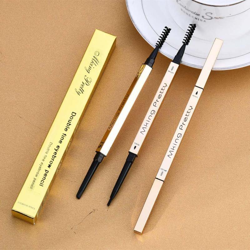 Waterproof Triangle Refill Design Eyebrow Pencil, 4pcs Long Lasting Eyebrow Pencil, Brow Styling Brush, Sweat Proof High Pigmented Brow Shading & Filling Pencil, Makeup Tool Easy to Apply