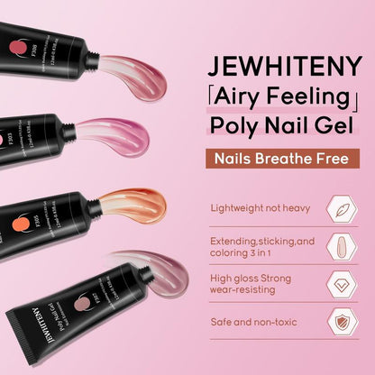 JEWHITENY Poly Extension Gel Nail Kit 14 PCS Poly Gel With Mini Nail Lamp Poly Nail Gel Kit with Slip Solution Basic Poly Gel Nail Art Tools Nail Art Design Beginner Kit for Mother's day gifts