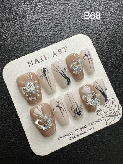 LIVE All-A/B Medium Length Sets. One-Of-A-Kind Handmand Medium Press-On Nails, Best-Selling, Chic and Convenient Nail Art, Cosmetic, Easy, Reusable, Valentinesday, Beauty, Gift hellolovepressnails kissnailacrylickit bubblebathsquareroundnail