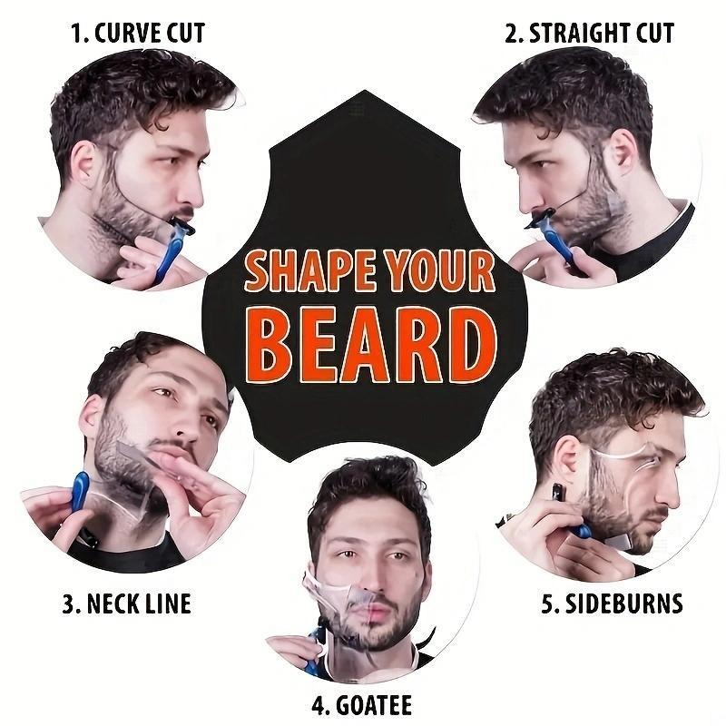 8 in 1 Clear Beard Shaping Tool With Comb, 1 Count Beard Guide Shaper, Beard Shaping Tool, Multifunctional Styling Template For Goatee Mustache Sideburn, Grooming Tool